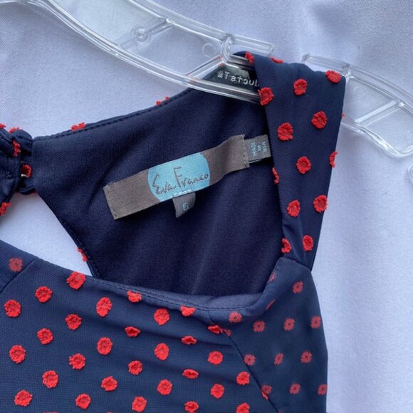 Eva Franco Maryanne Dress Navy Red Size 6 Flirty Sexy cut out back - Picture 4 of 5
